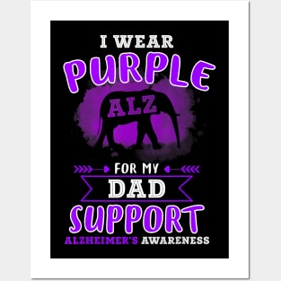 I WEAR PURPLE FOR MY DAD ALZHEIMER AWARENESS RIBBON Gift Posters and Art